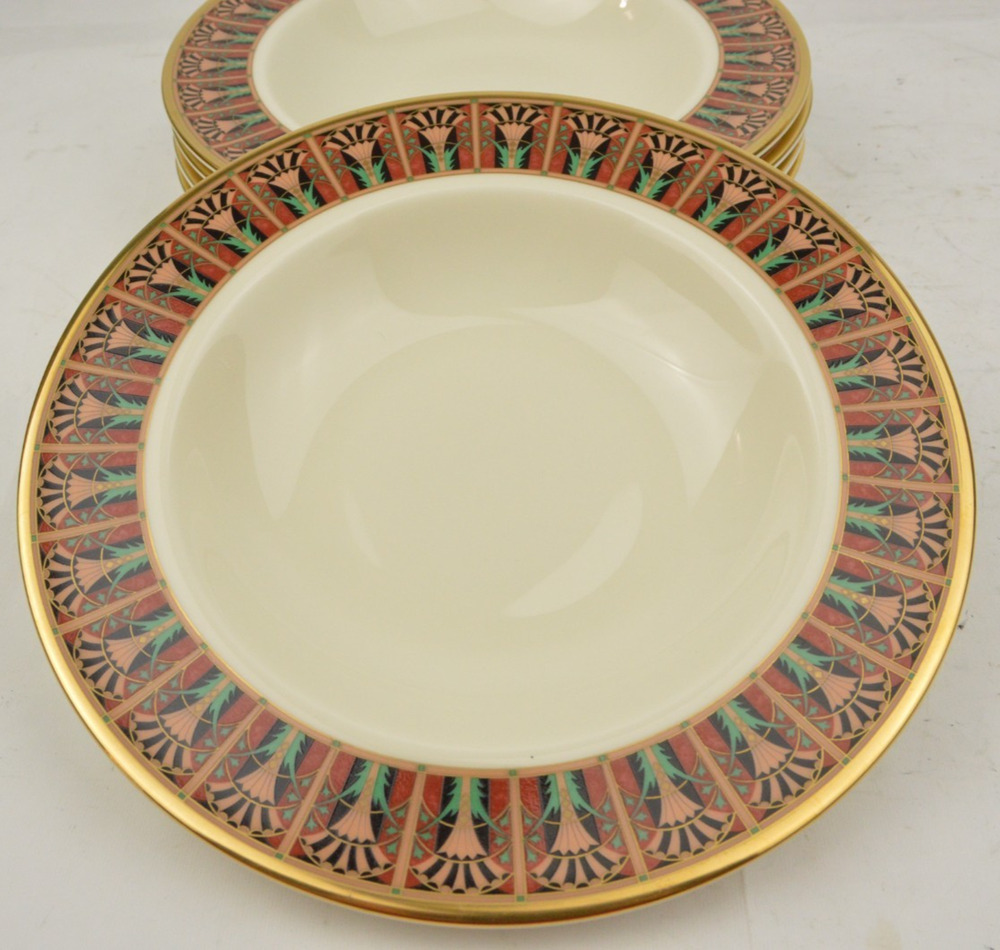 Lenox Lucia Grand Tier Set of 5 Rim Soup Bowls 8-1/4" Gold Trim USA